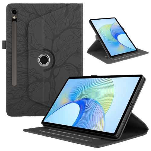 

For Samsung Galaxy Tab S9 FE / S9 X510 Tree Life Embossed Rotation Leather Smart Tablet Case(Black)