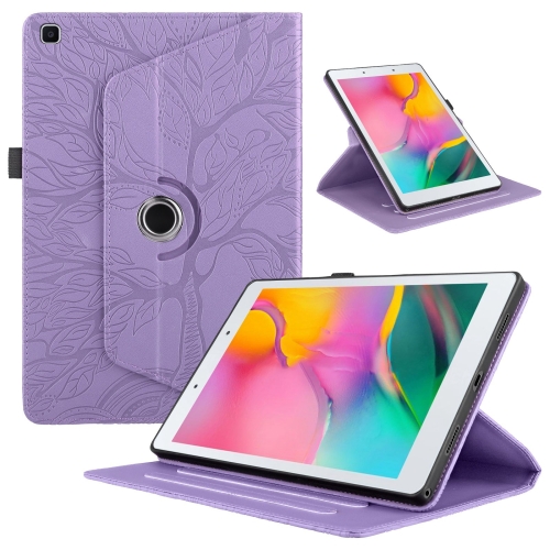 

For Samsung Galaxy Tab A 8.0 2019 / T290 Tree Life Embossed Rotation Leather Tablet Case(Purple)