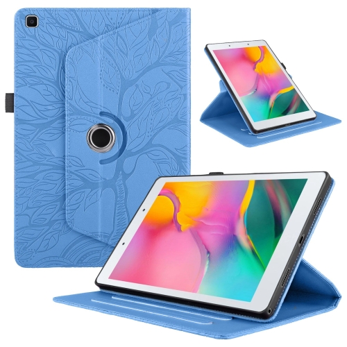

For Samsung Galaxy Tab A 8.0 2019 / T290 Tree Life Embossed Rotation Leather Tablet Case(Blue)