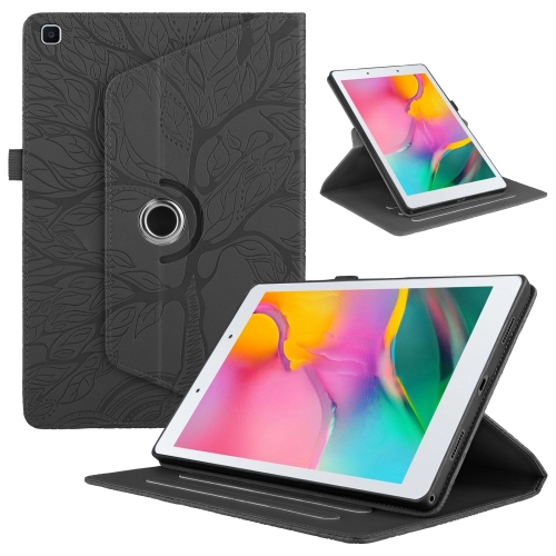 

For Samsung Galaxy Tab A 8.0 2019 / T290 Tree Life Embossed Rotation Leather Tablet Case(Black)