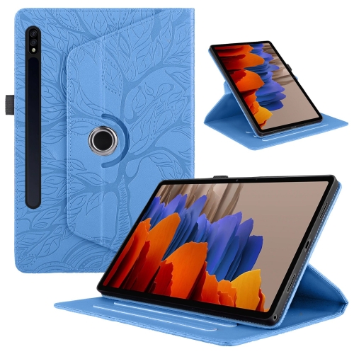 

For Samsung Galaxy Tab S9+ / S8+ / S7+ Tree Life Embossed Rotation Leather Tablet Case(Blue)