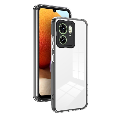 

For Motorola Edge 40 3 in 1 Clear TPU Color PC Frame Phone Case(Black)