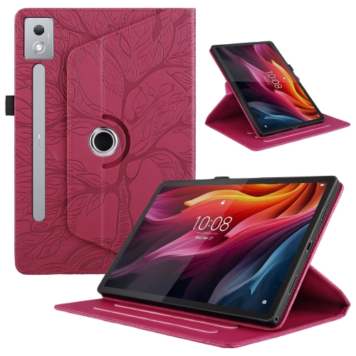 

For Lenovo Tab P12 / Xiaoxin Pad Pro 12.7 2025 Tree Life Embossed Rotation Leather Tablet Case(Red)