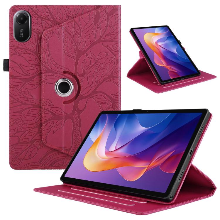 

For Xiaomi Redmi Pad 2 Tree Life Embossed Rotation Leather Tablet Case(Red)