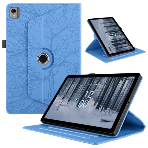 

For Nokia T21 Tree Life Embossed Rotation Leather Tablet Case(Blue)