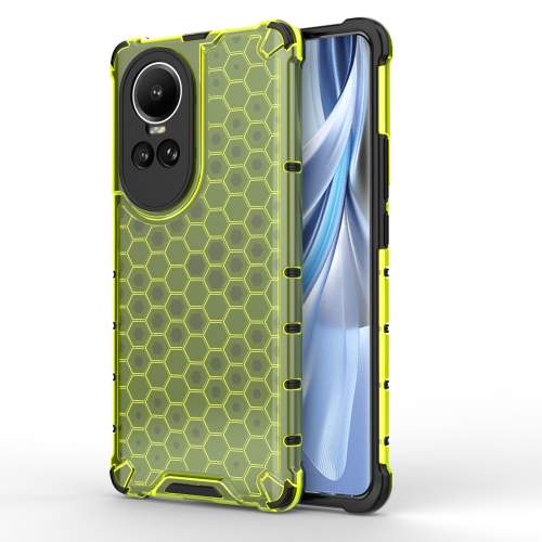 For OPPO Reno10 Global / 10 Pro Global  Honeycomb Shockproof Phone Case(Green) dropshipping green tea cleansing solid mask purifying clay stick mask skin care anti acne remove blackhead mud mask dropship