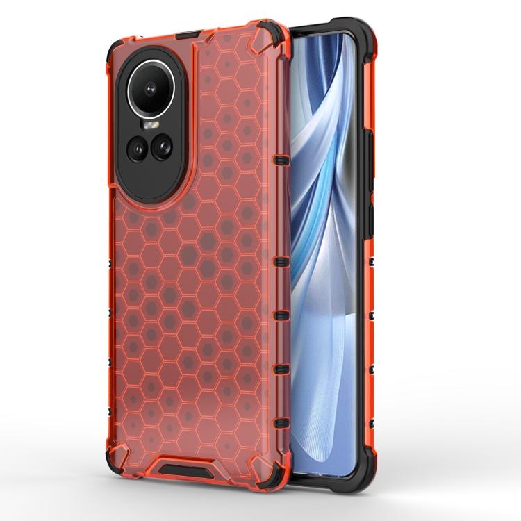 

For OPPO Reno10 Global / 10 Pro Global Honeycomb Shockproof Phone Case(Red)
