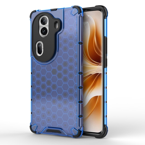 

For OPPO Reno11 Pro Global Honeycomb Shockproof Phone Case(Blue)