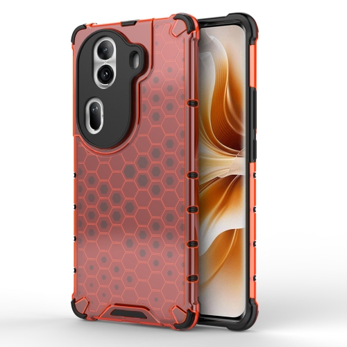 

For OPPO Reno11 Pro Global Honeycomb Shockproof Phone Case(Red)