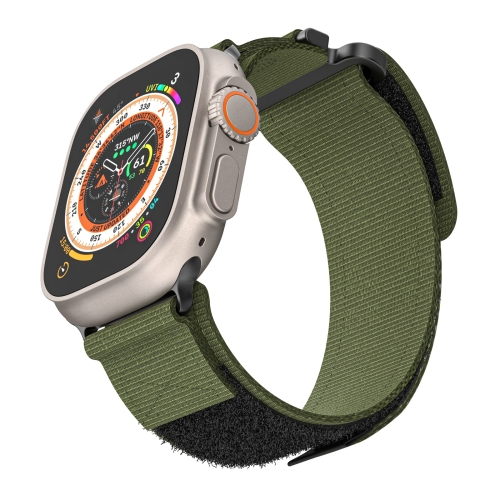 

For Apple Watch Ultra 49mm AW Nylon Two-Section Watch Band(Army Green)