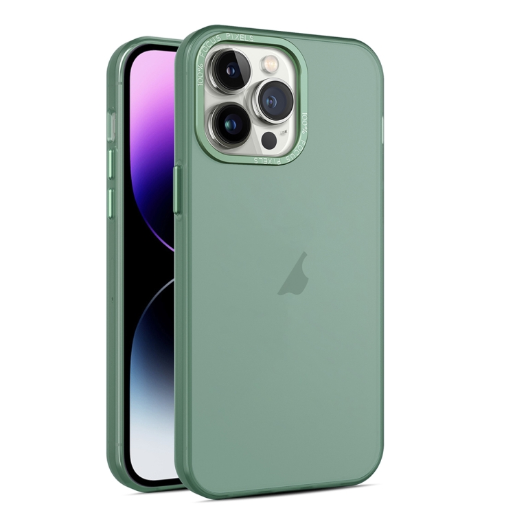 

For iPhone 15 Pro Frosted Translucent Mist Phone Case(Green)