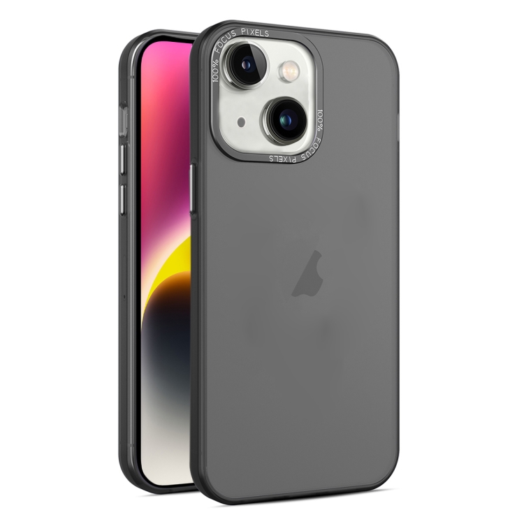 

For iPhone 15 Plus Frosted Translucent Mist Phone Case(Black)