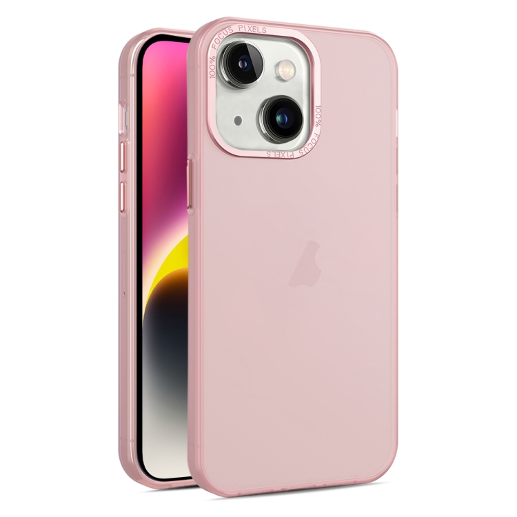 

For iPhone 14 Frosted Translucent Mist Phone Case(Pink)
