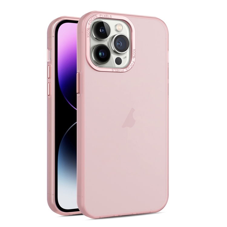 

For iPhone 14 Pro Frosted Translucent Mist Phone Case(Pink)