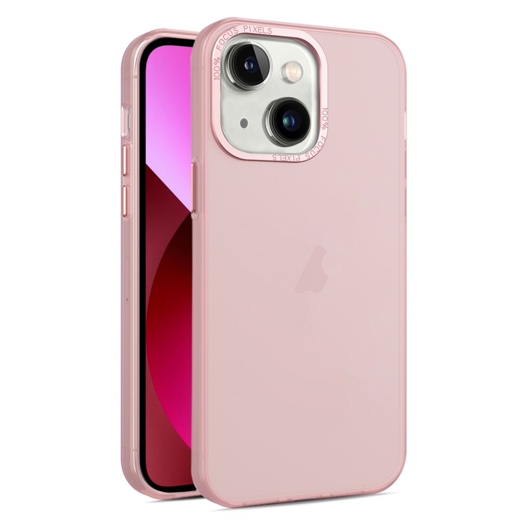 

For iPhone 13 Frosted Translucent Mist Phone Case(Pink)