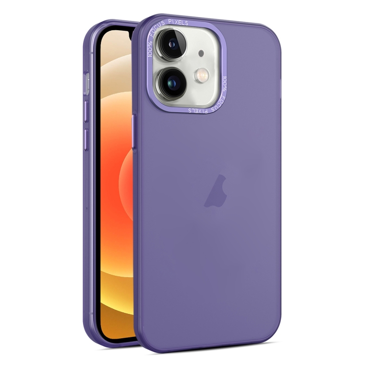 

For iPhone 12 Frosted Translucent Mist Phone Case(Dark Purple)