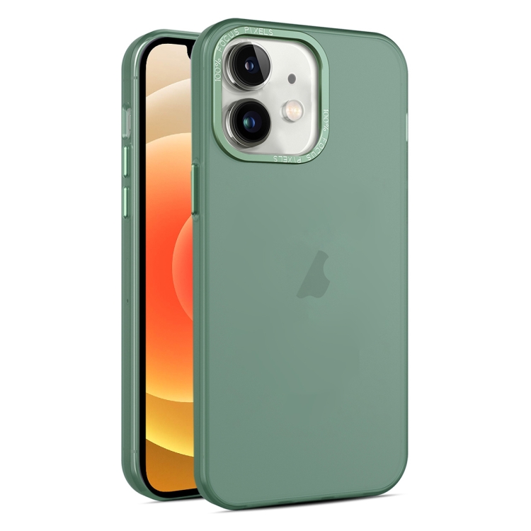 

For iPhone 12 Frosted Translucent Mist Phone Case(Green)