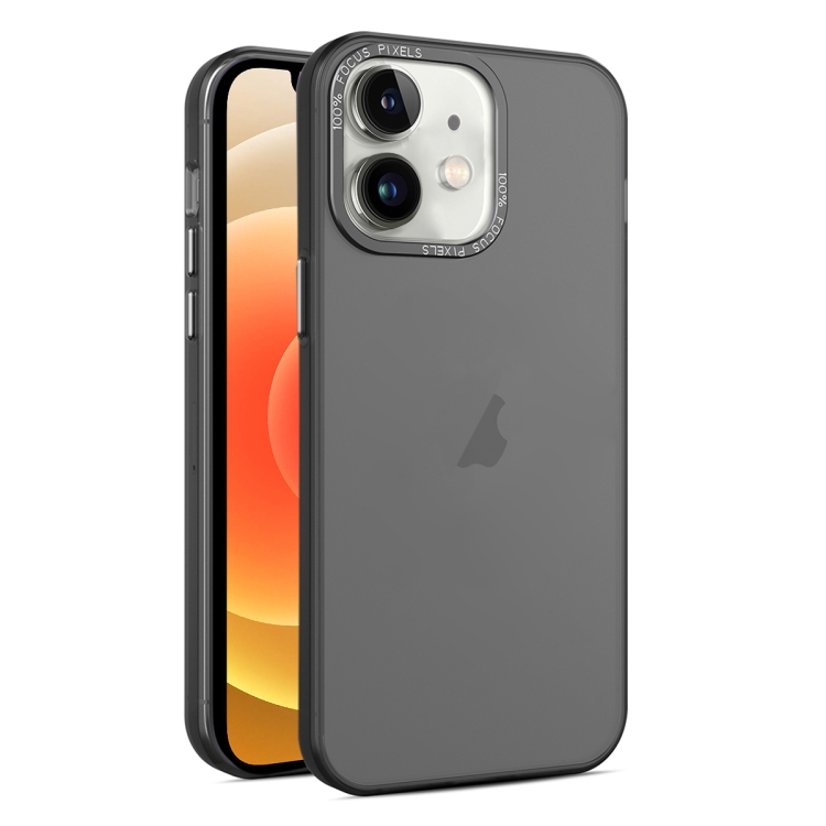 

For iPhone 12 Frosted Translucent Mist Phone Case(Black)