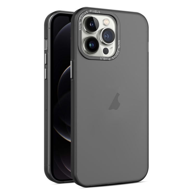 

For iPhone 12 Pro Frosted Translucent Mist Phone Case(Black)