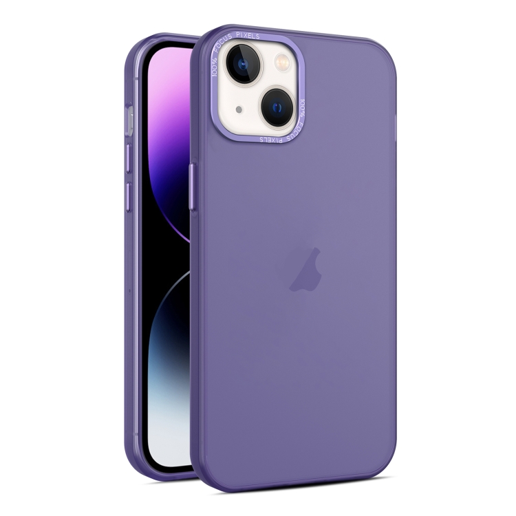 

For iPhone 14 Plus Frosted Translucent Mist Phone Case(Dark Purple)