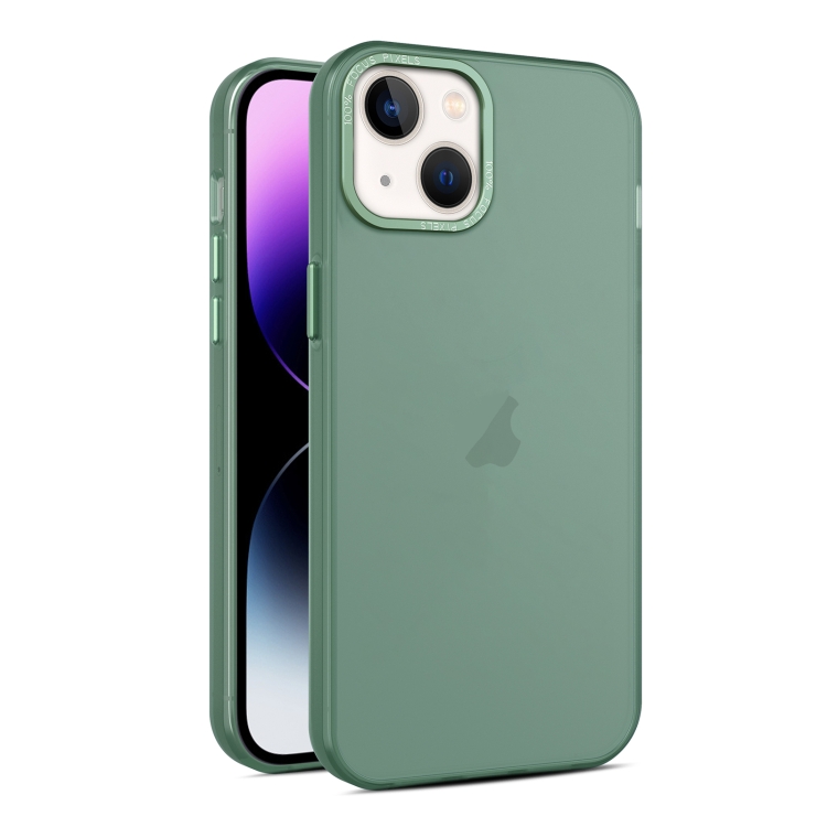 

For iPhone 14 Plus Frosted Translucent Mist Phone Case(Green)