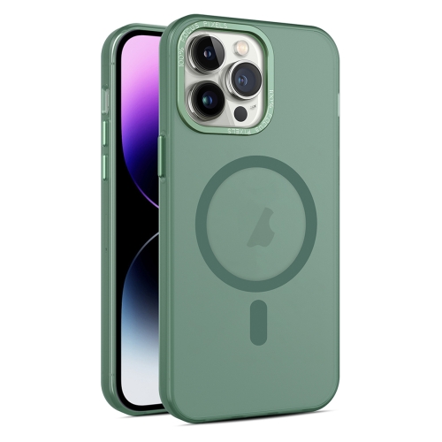 

For iPhone 15 Pro MagSafe Frosted Translucent Mist Phone Case(Green)