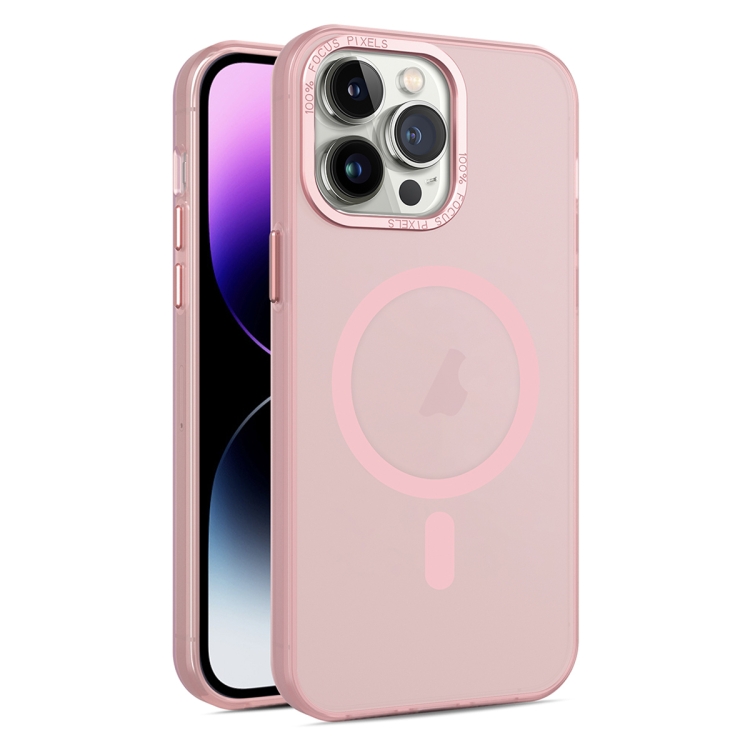 

For iPhone 15 Pro MagSafe Frosted Translucent Mist Phone Case(Pink)