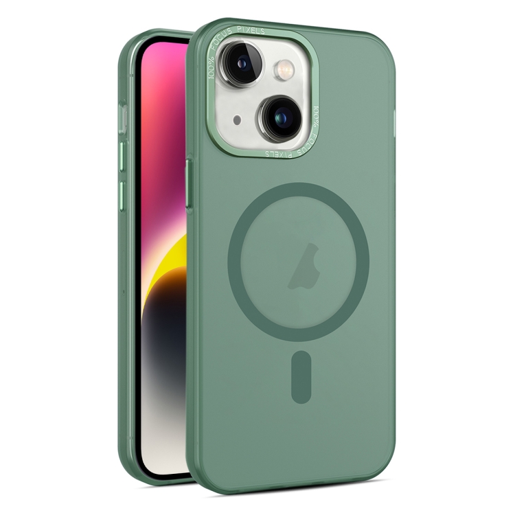 

For iPhone 15 Plus MagSafe Frosted Translucent Mist Phone Case(Green)