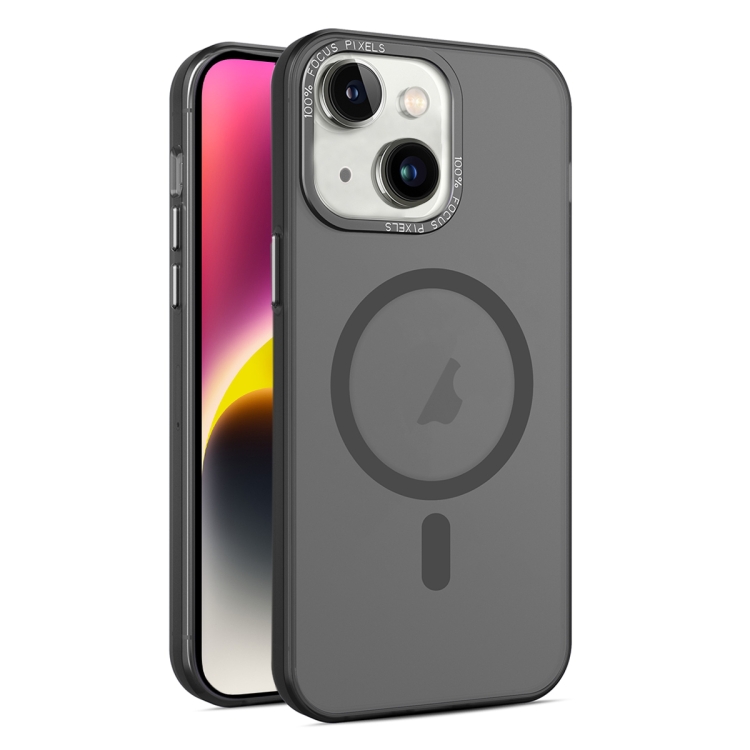 

For iPhone 14 MagSafe Frosted Translucent Mist Phone Case(Black)