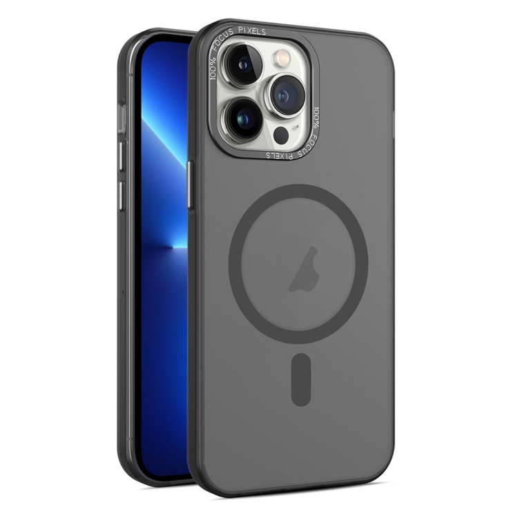 

For iPhone 13 Pro MagSafe Frosted Translucent Mist Phone Case(Black)