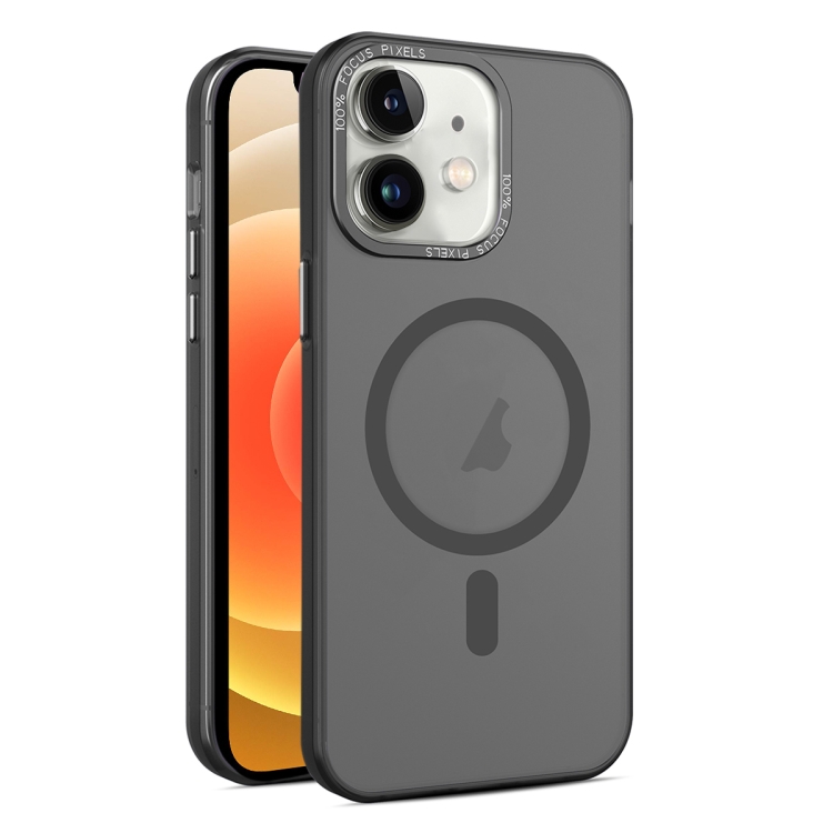 

For iPhone 12 MagSafe Frosted Translucent Mist Phone Case(Black)