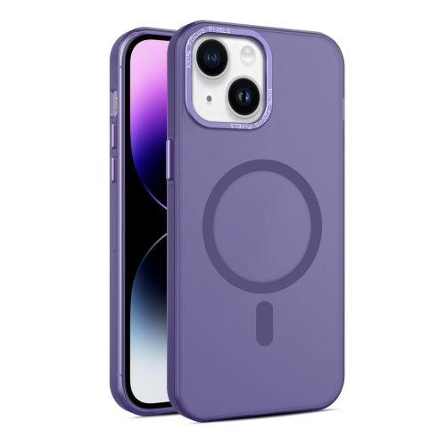 

For iPhone 14 Plus MagSafe Frosted Translucent Mist Phone Case(Dark Purple)