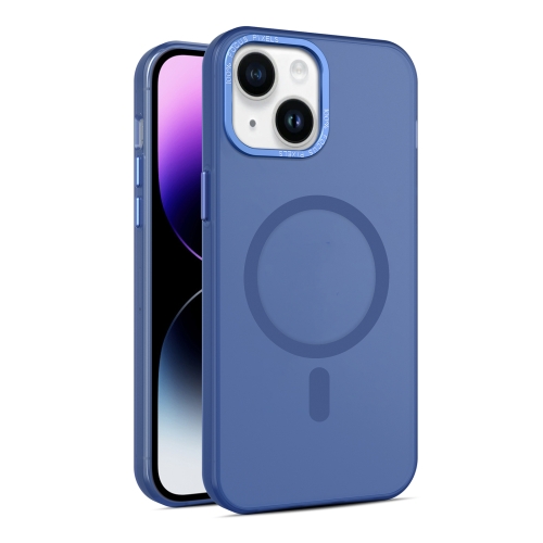 

For iPhone 14 Plus MagSafe Frosted Translucent Mist Phone Case(Royal Blue)