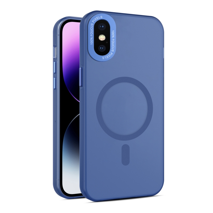 

For iPhone XS / X MagSafe Frosted Translucent Mist Phone Case(Royal Blue)