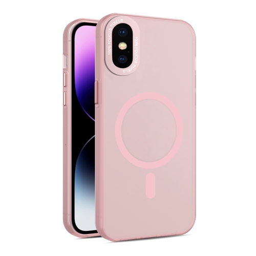 

For iPhone XS / X MagSafe Frosted Translucent Mist Phone Case(Pink)