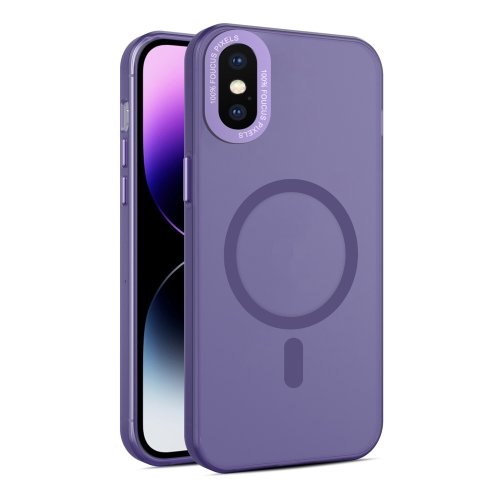 

For iPhone XS Max MagSafe Frosted Translucent Mist Phone Case(Dark Purple)