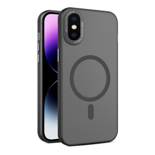 

For iPhone XS Max MagSafe Frosted Translucent Mist Phone Case(Black)