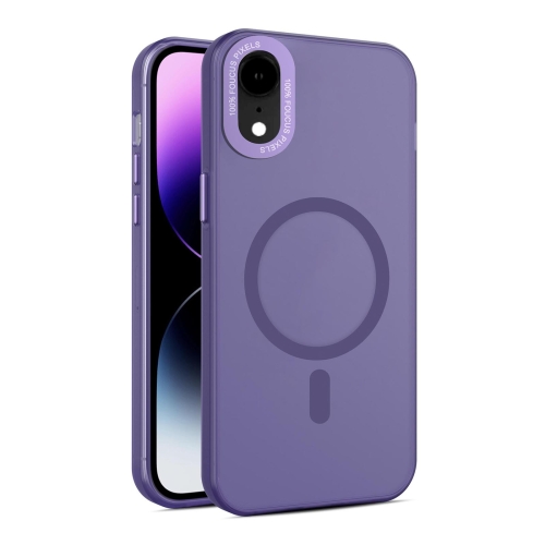 

For iPhone XR MagSafe Frosted Translucent Mist Phone Case(Dark Purple)