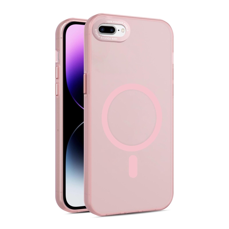 

For iPhone 8 Plus / 7 Plus MagSafe Frosted Translucent Mist Phone Case(Pink)