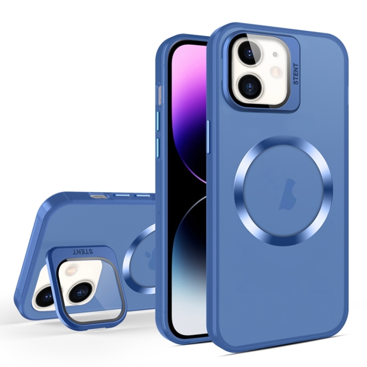 

For iPhone 11 Skin Feel CD Texture MagSafe Lens Holder Phone Case(Royal Blue)