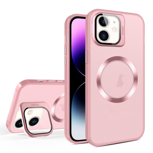 

For iPhone 11 Skin Feel CD Texture MagSafe Lens Holder Phone Case(Pink)