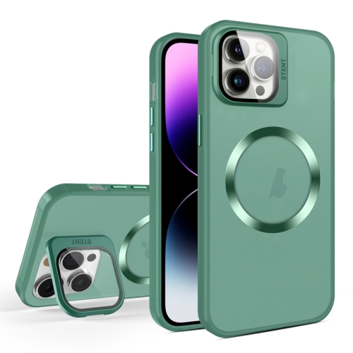 

For iPhone 11 Pro Skin Feel CD Texture MagSafe Lens Holder Phone Case(Green)