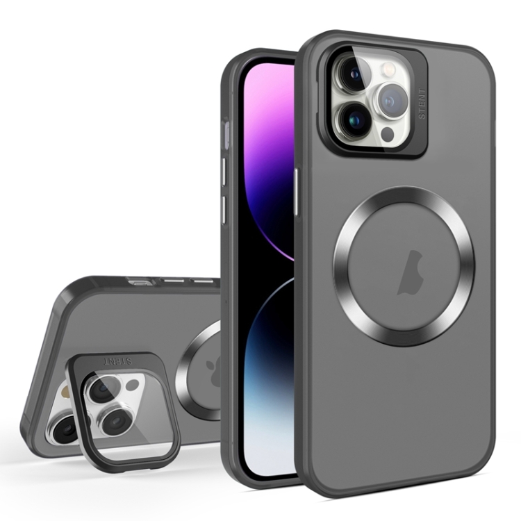 

For iPhone 11 Pro Skin Feel CD Texture MagSafe Lens Holder Phone Case(Black)