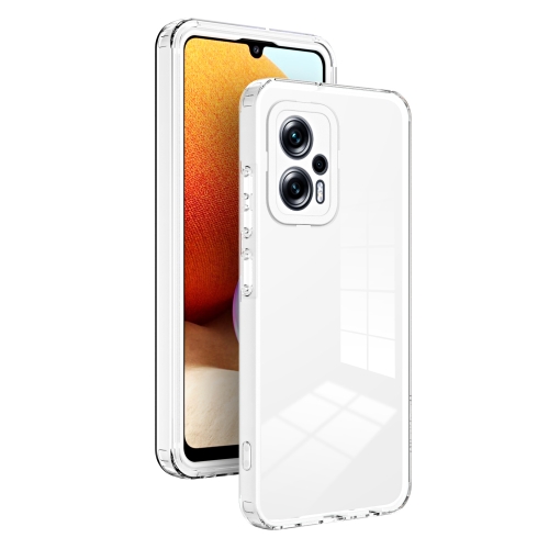 

For Xiaomi Poco X4 GT/12T Pro/Redmi Note 11T Pro 3 in 1 Clear TPU Color PC Frame Phone Case(White)