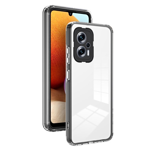 

For Xiaomi Poco X4 GT/12T Pro/Redmi Note 11T Pro 3 in 1 Clear TPU Color PC Frame Phone Case(Black)