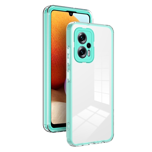 

For Xiaomi Poco X4 GT/12T Pro/Redmi Note 11T Pro 3 in 1 Clear TPU Color PC Frame Phone Case(Light Green)