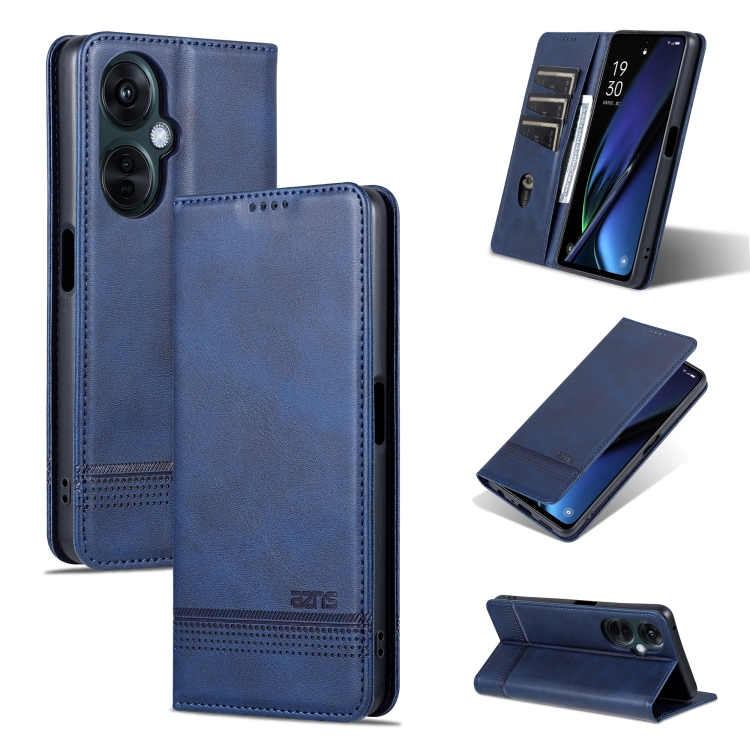 

For OPPO K11x AZNS Magnetic Calf Texture Flip Leather Phone Case(Dark Blue)