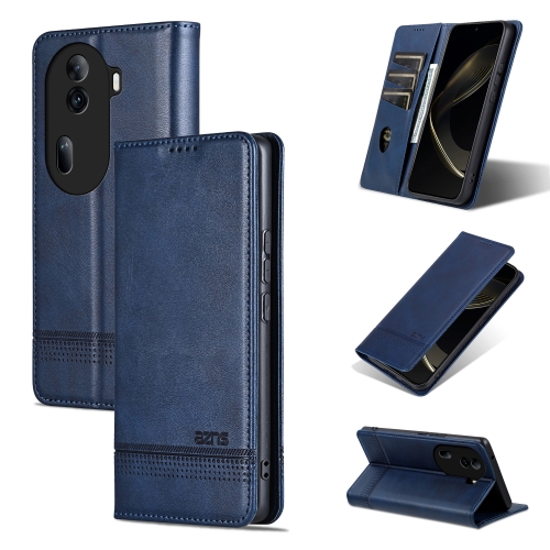 

For OPPO Reno11 Pro China AZNS Magnetic Calf Texture Flip Leather Phone Case(Dark Blue)