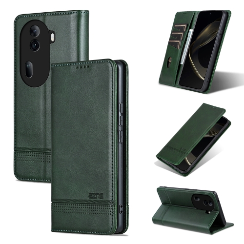 

For OPPO Reno11 Pro China AZNS Magnetic Calf Texture Flip Leather Phone Case(Dark Green)