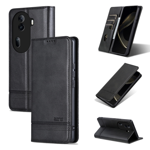 

For OPPO Reno11 Pro China AZNS Magnetic Calf Texture Flip Leather Phone Case(Black)